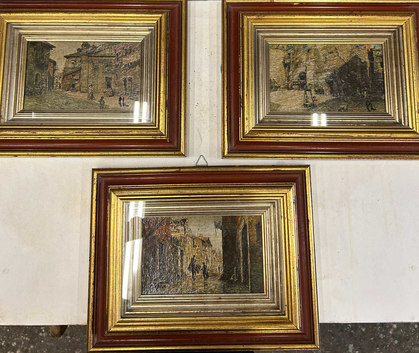 Set of three Early 20th Century Regional Oils on Canvas of Italian Rural Life