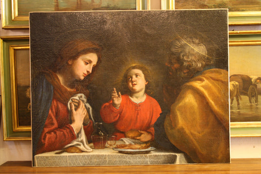 La Sacra Familia Grande Olio del XVIII secolo Scuola Dolci di Firenze