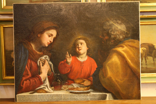 La Sacra Familia Grande Olio del XVIII secolo Scuola Dolci di Firenze