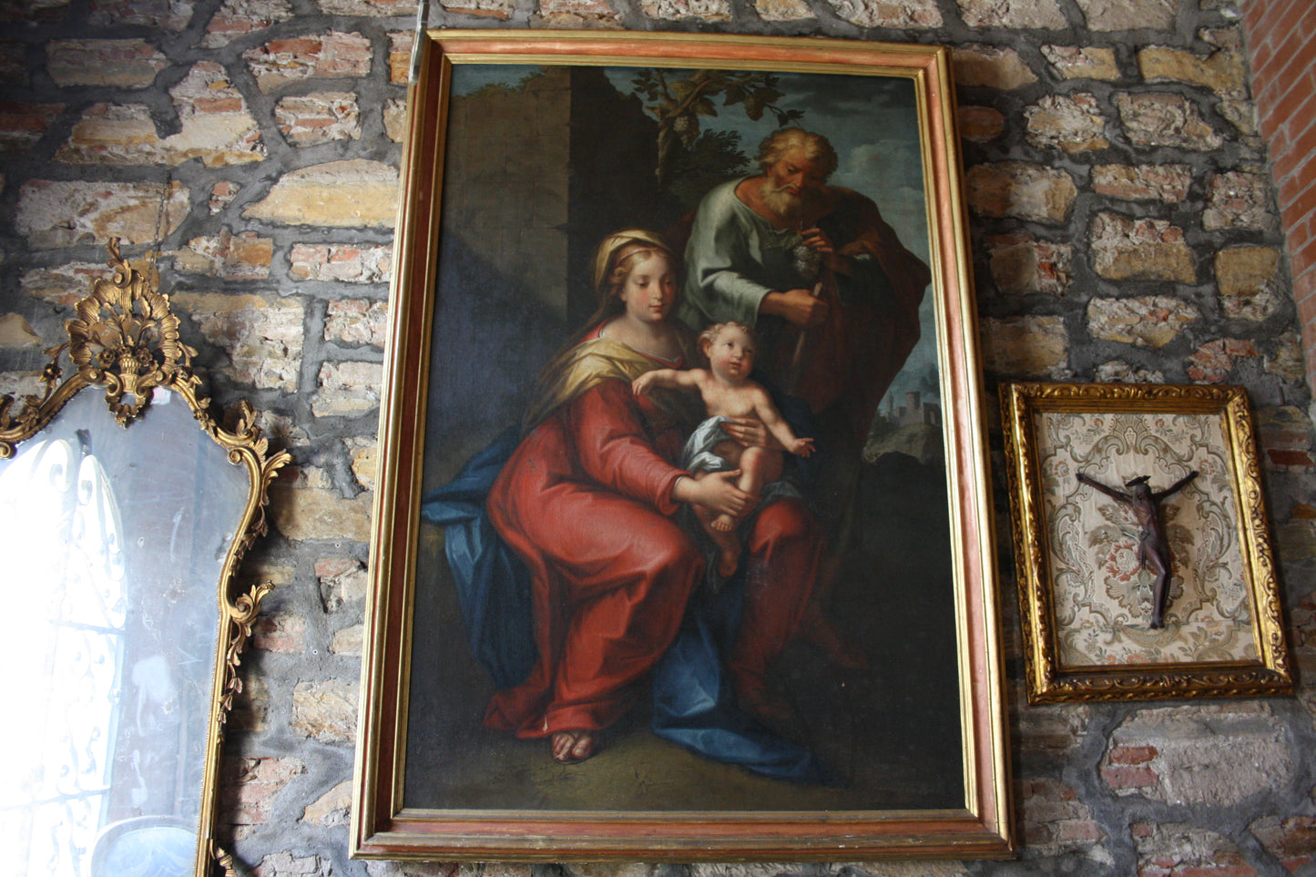 18th Century Large Classical Italian Oil on Canvas in Original Frame