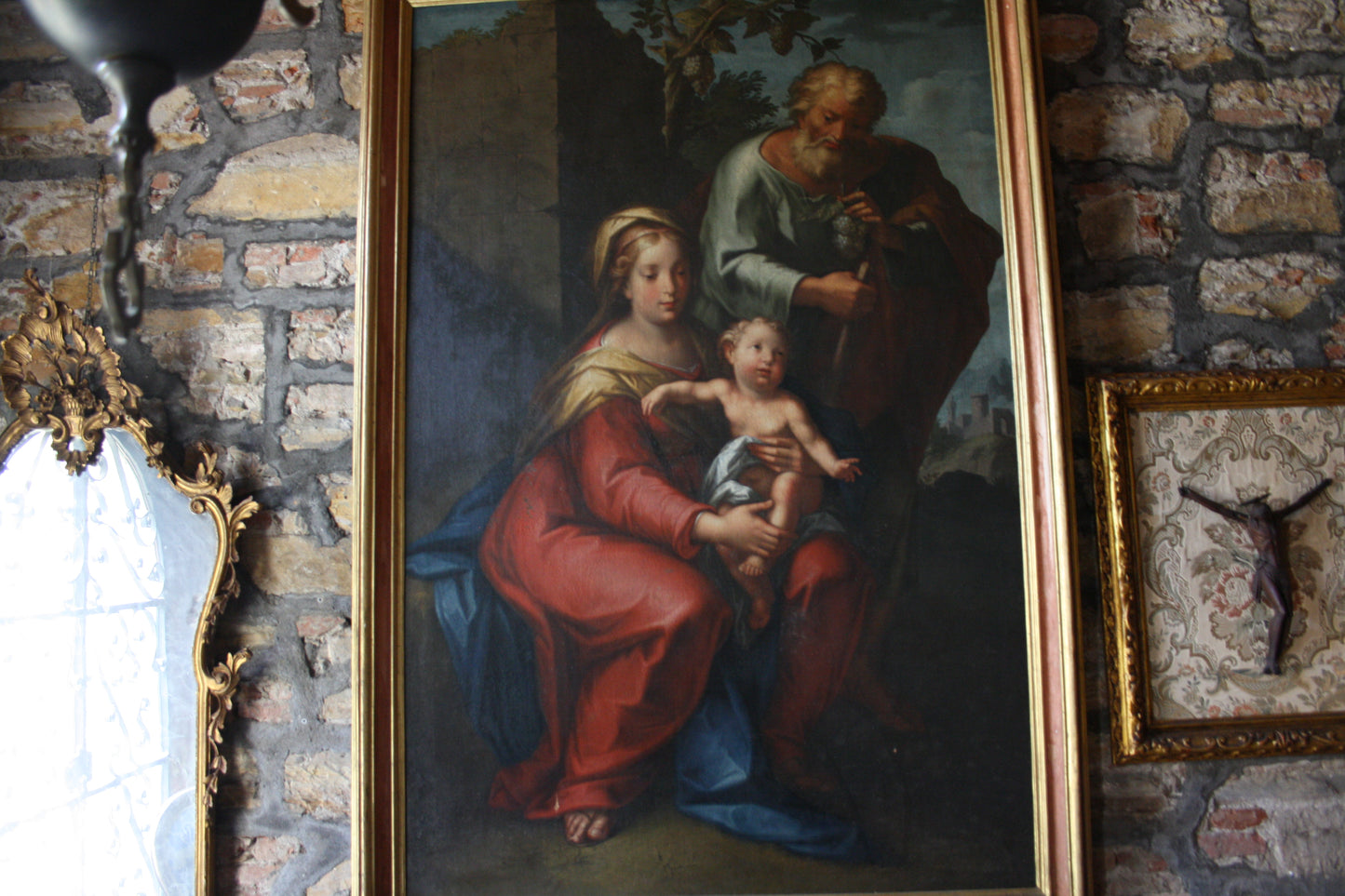 18th Century Large Classical Italian Oil on Canvas in Original Frame