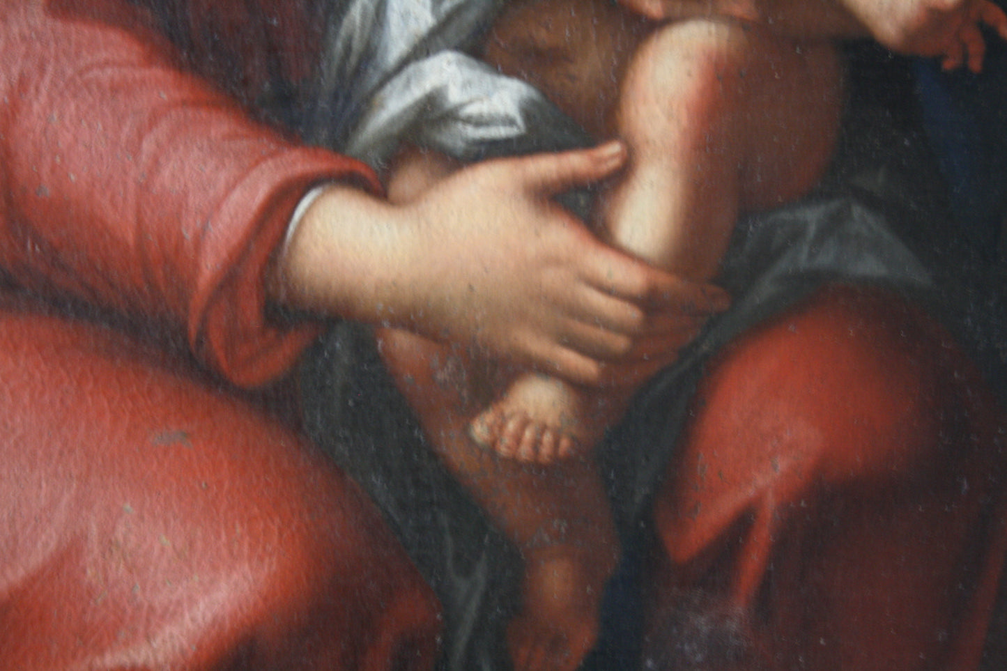 Grande olio classico italiano su tela del XVIII secolo in cornice originale