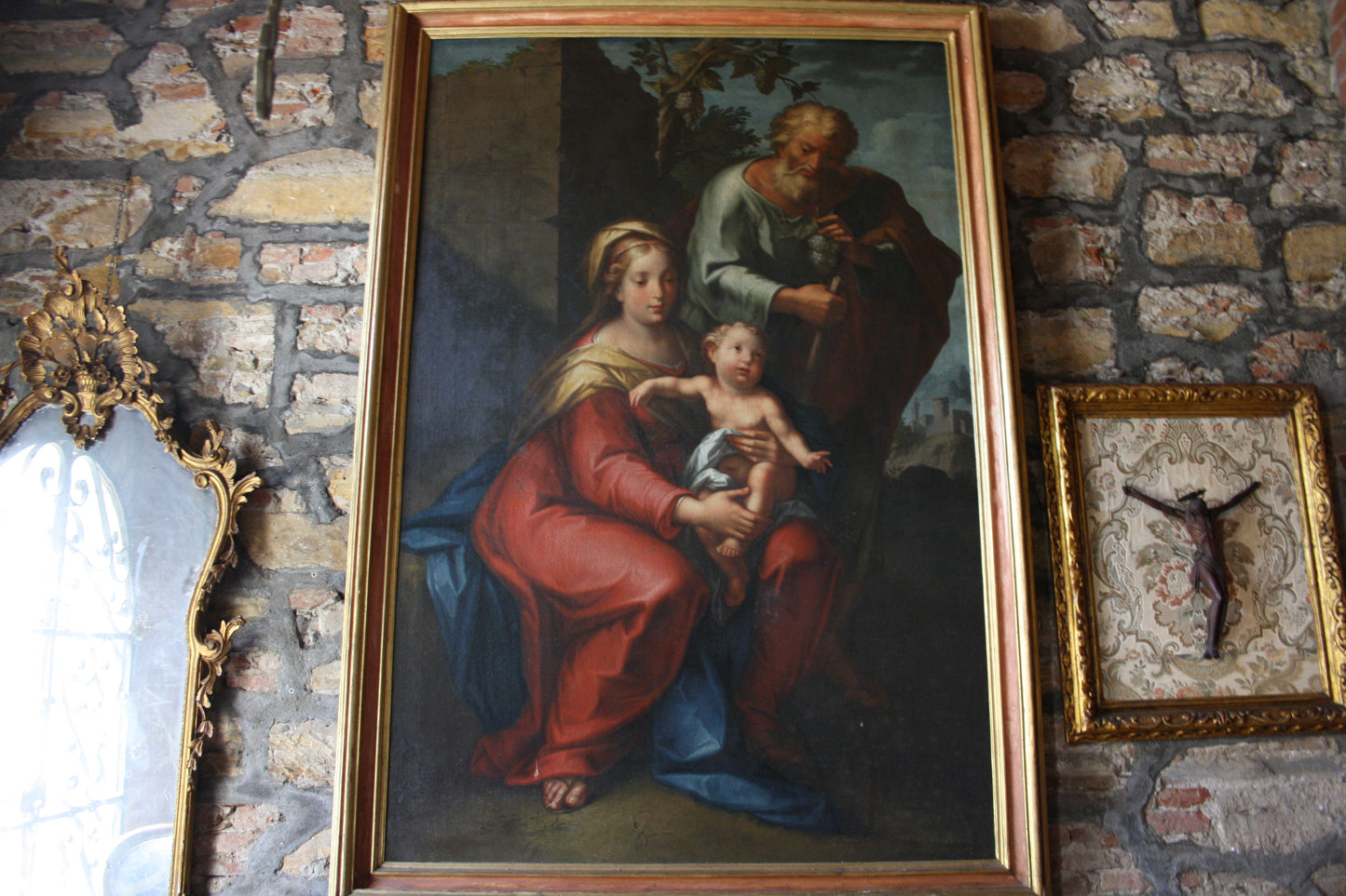 18th Century Large Classical Italian Oil on Canvas in Original Frame