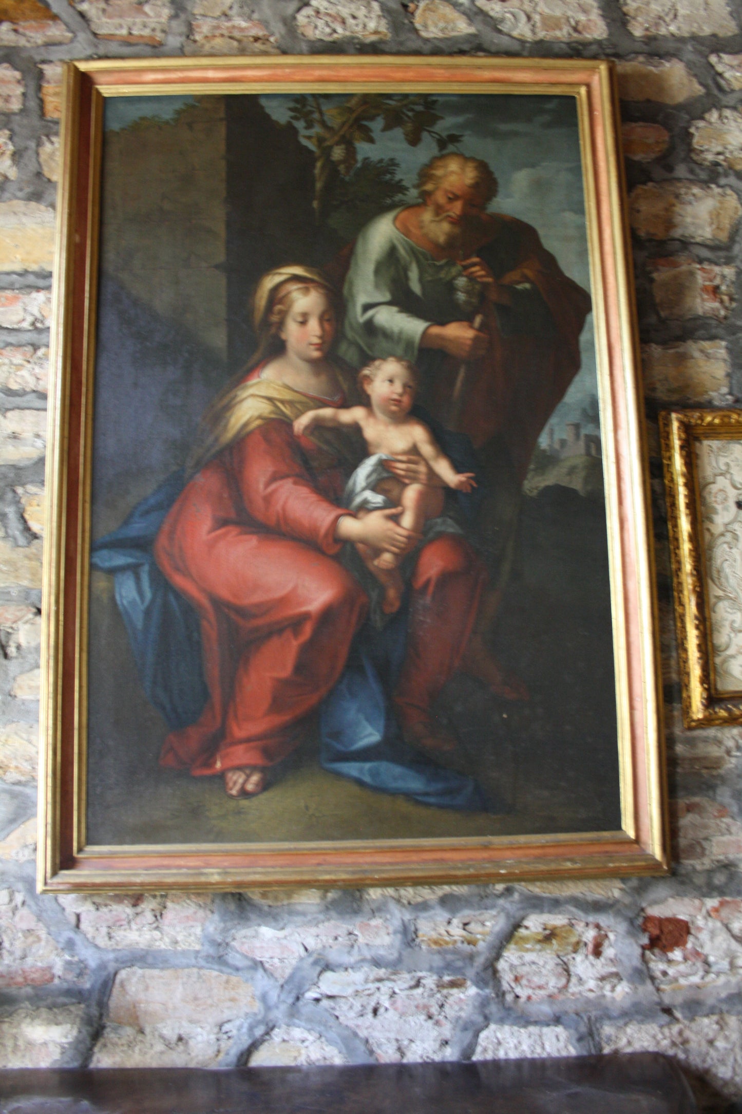 18th Century Large Classical Italian Oil on Canvas in Original Frame