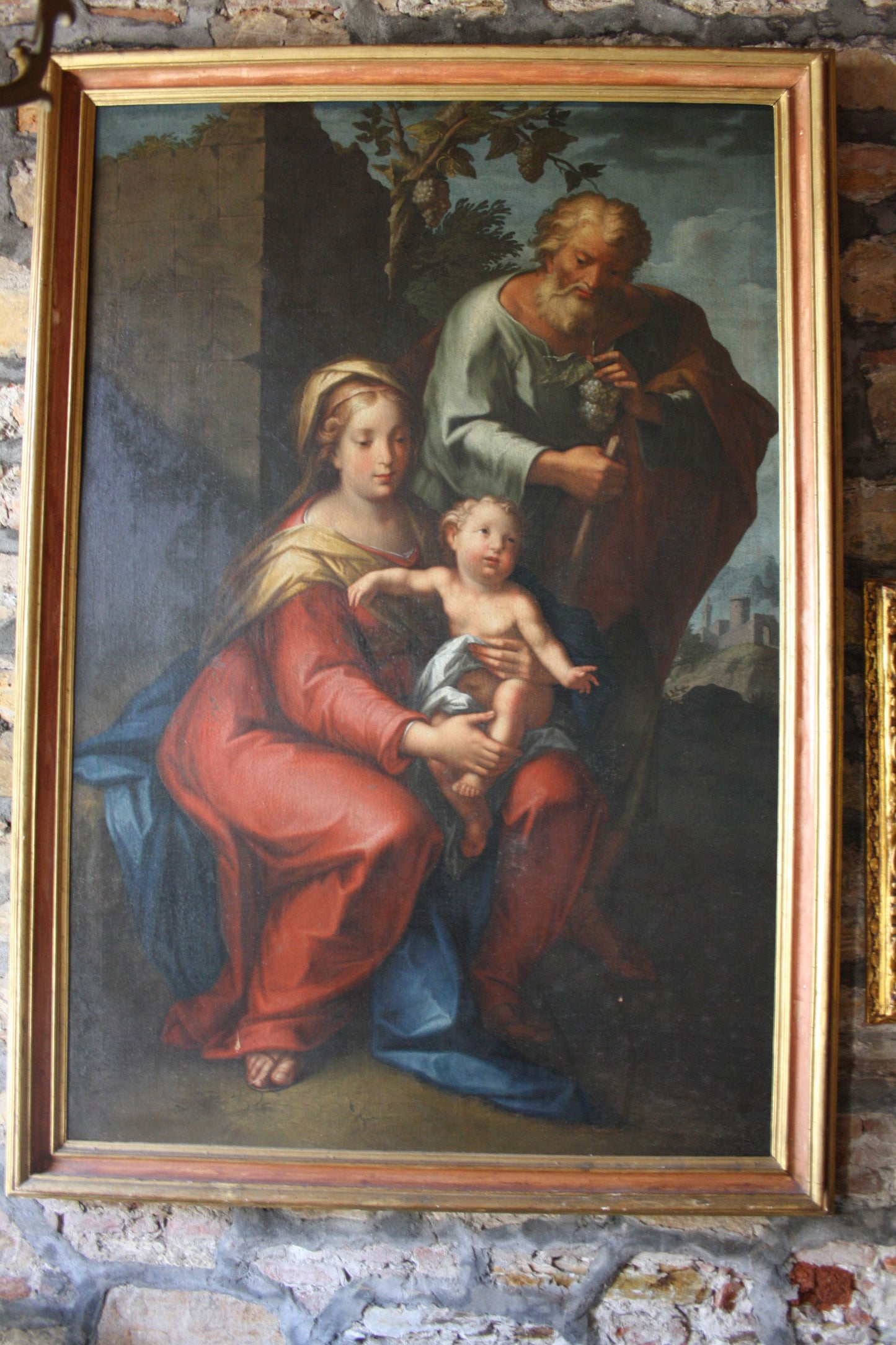 18th Century Large Classical Italian Oil on Canvas in Original Frame