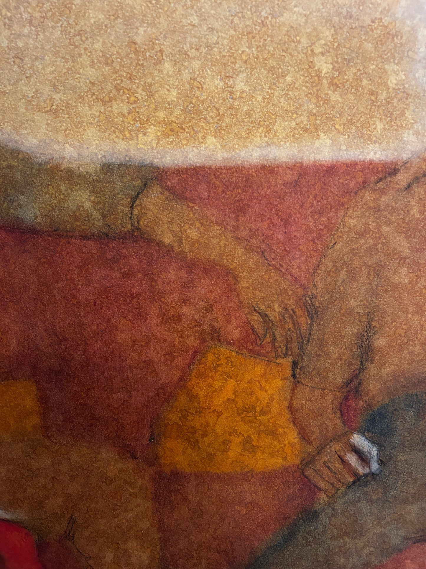 1960's Figurative Double Male Portrait Oil Pastel on Paper/Card