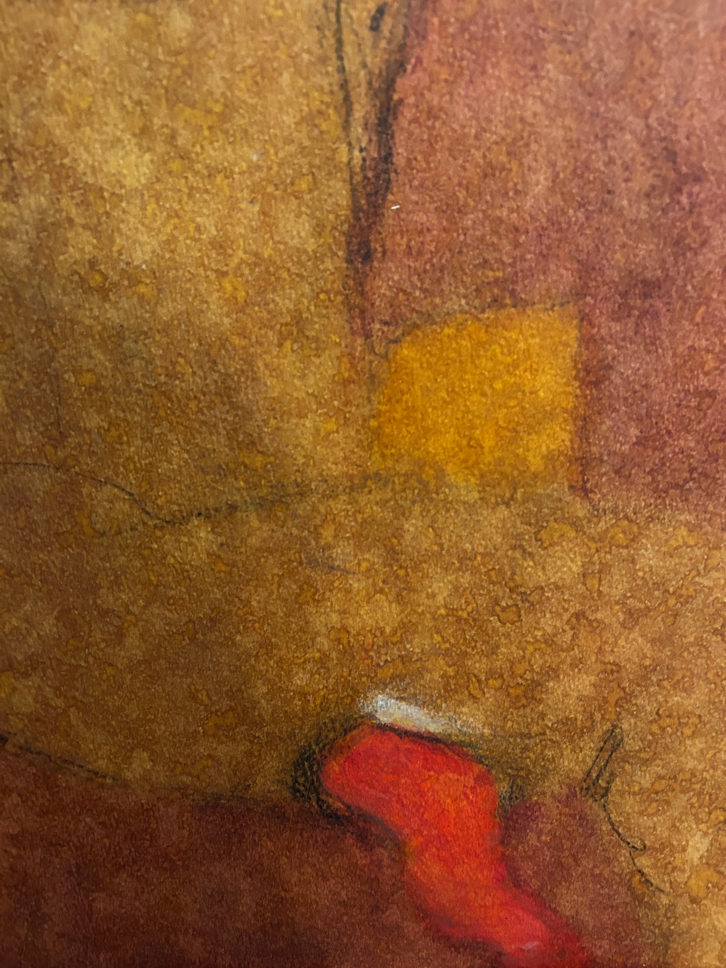 1960's Figurative Double Male Portrait Oil Pastel on Paper/Card