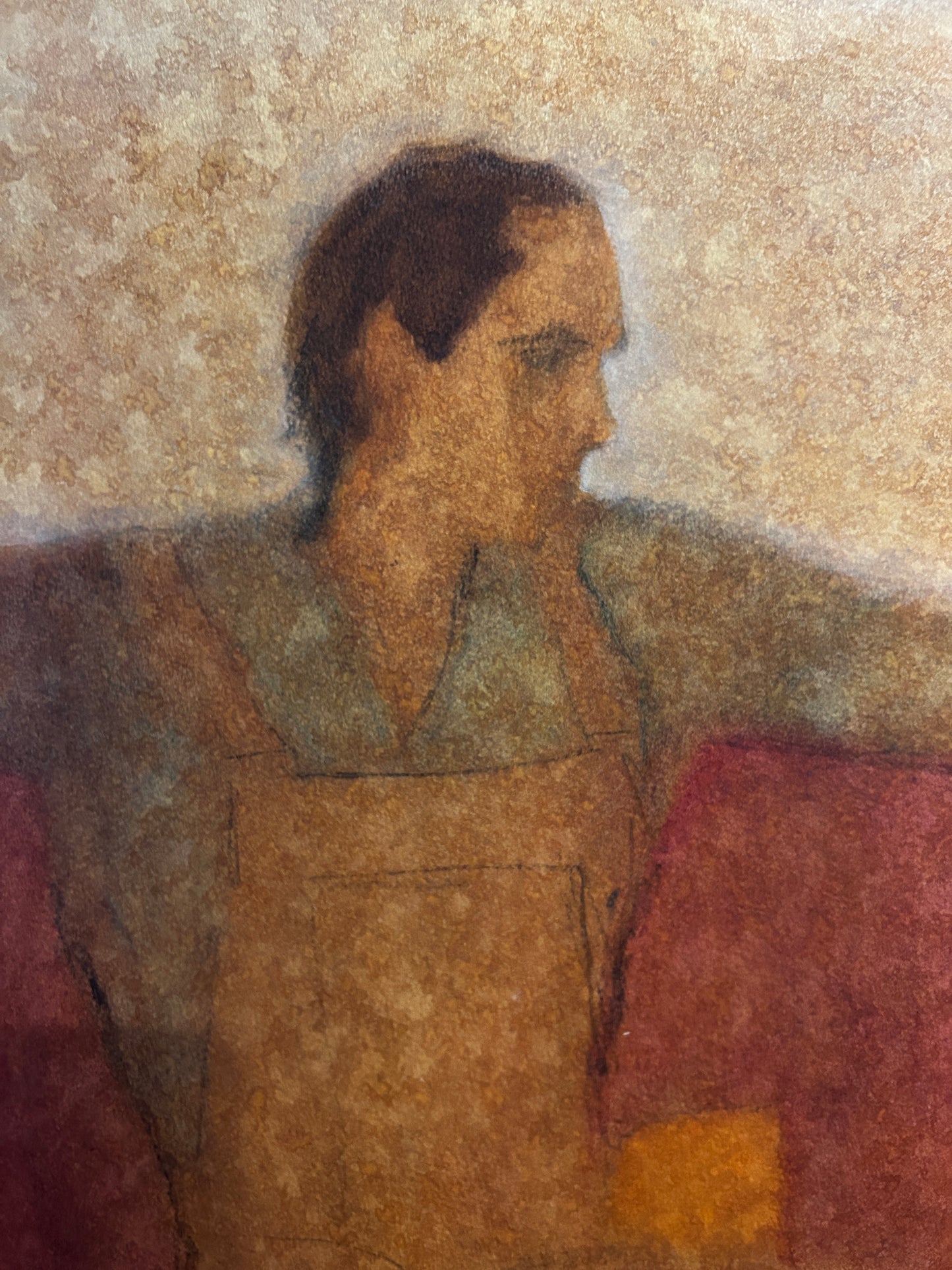 1960's Figurative Double Male Portrait Oil Pastel on Paper/Card