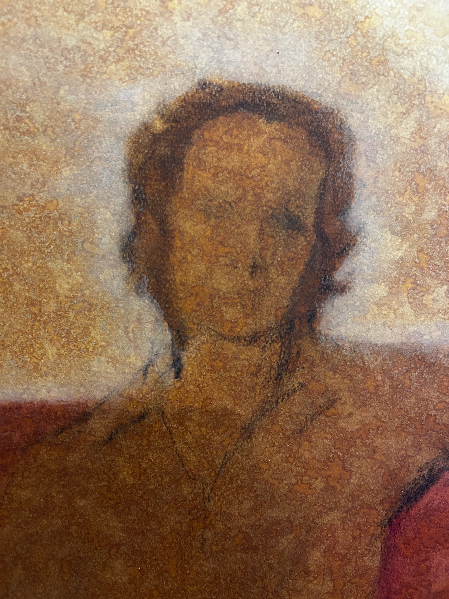 1960's Figurative Double Male Portrait Oil Pastel on Paper/Card