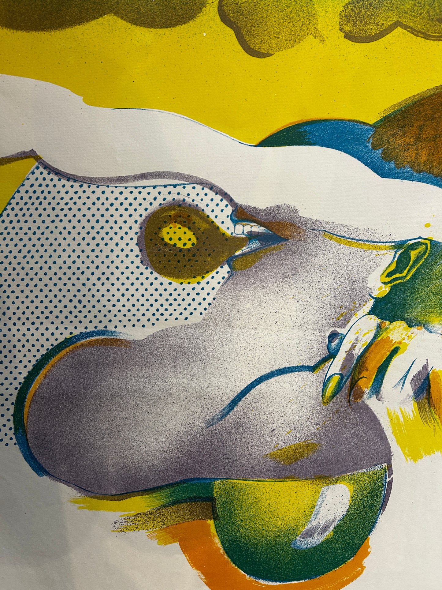 SURREALIST SIGNED  LITHOGRAPH/SCREEN PRINT  MICHEAL ROSCHLAU B.1942 GERMAN