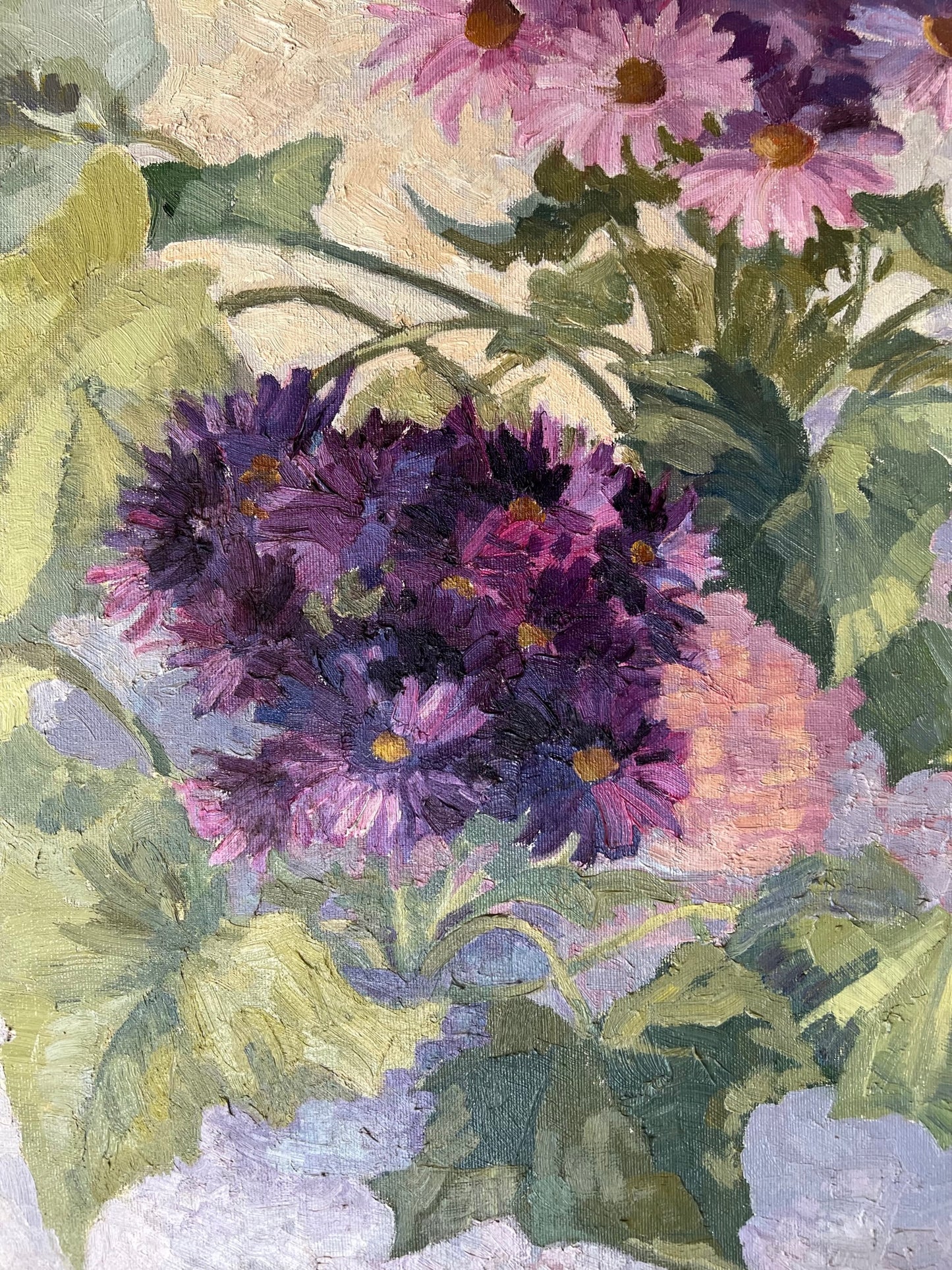 C1950 OIL ON CANVAS "STILL LIFE ASTERS" LANTA SPURRIER 1905 -1981