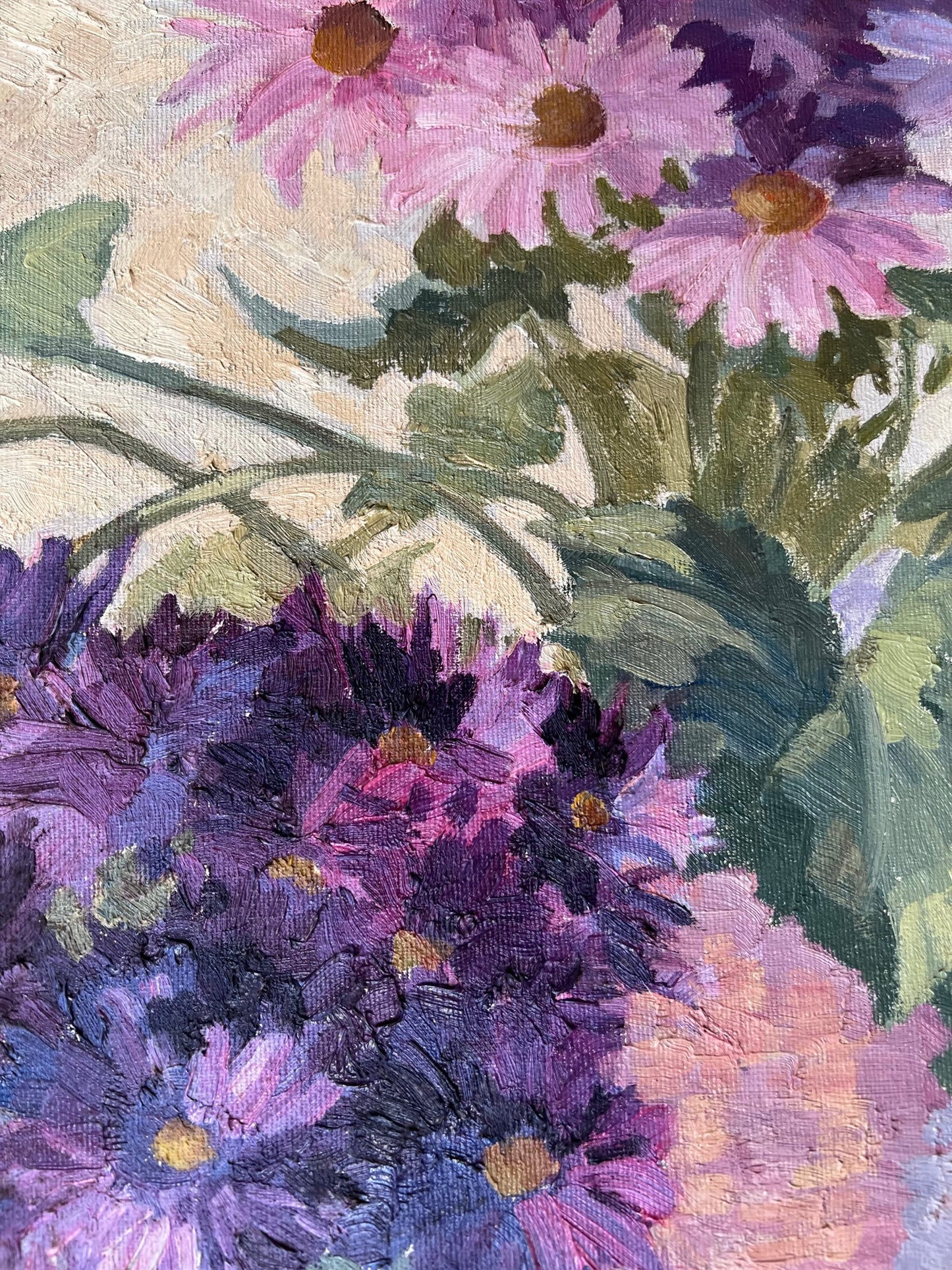 C1950 OIL ON CANVAS "STILL LIFE ASTERS" LANTA SPURRIER 1905 -1981