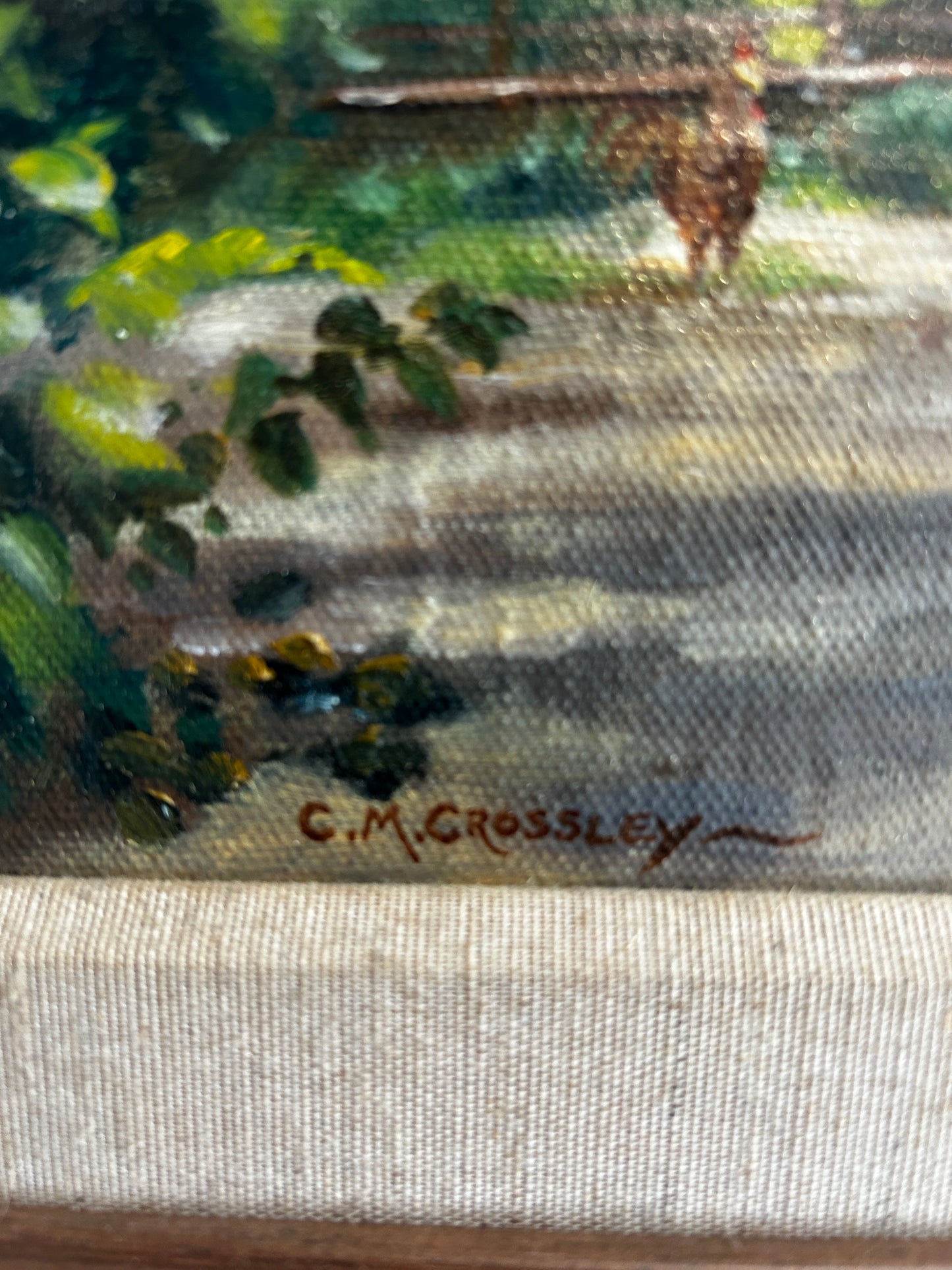 1950's Thatched Country Cottage Oil on Board Signed
