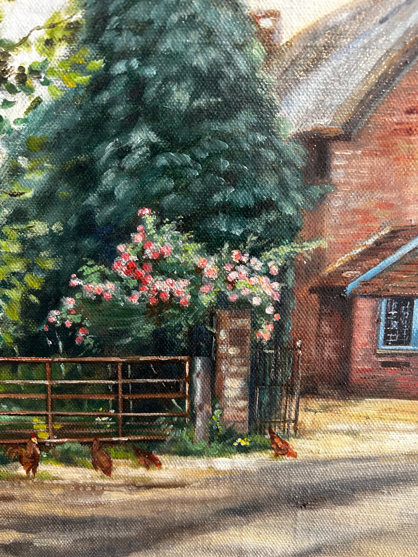 1950's Thatched Country Cottage Oil on Board Signed