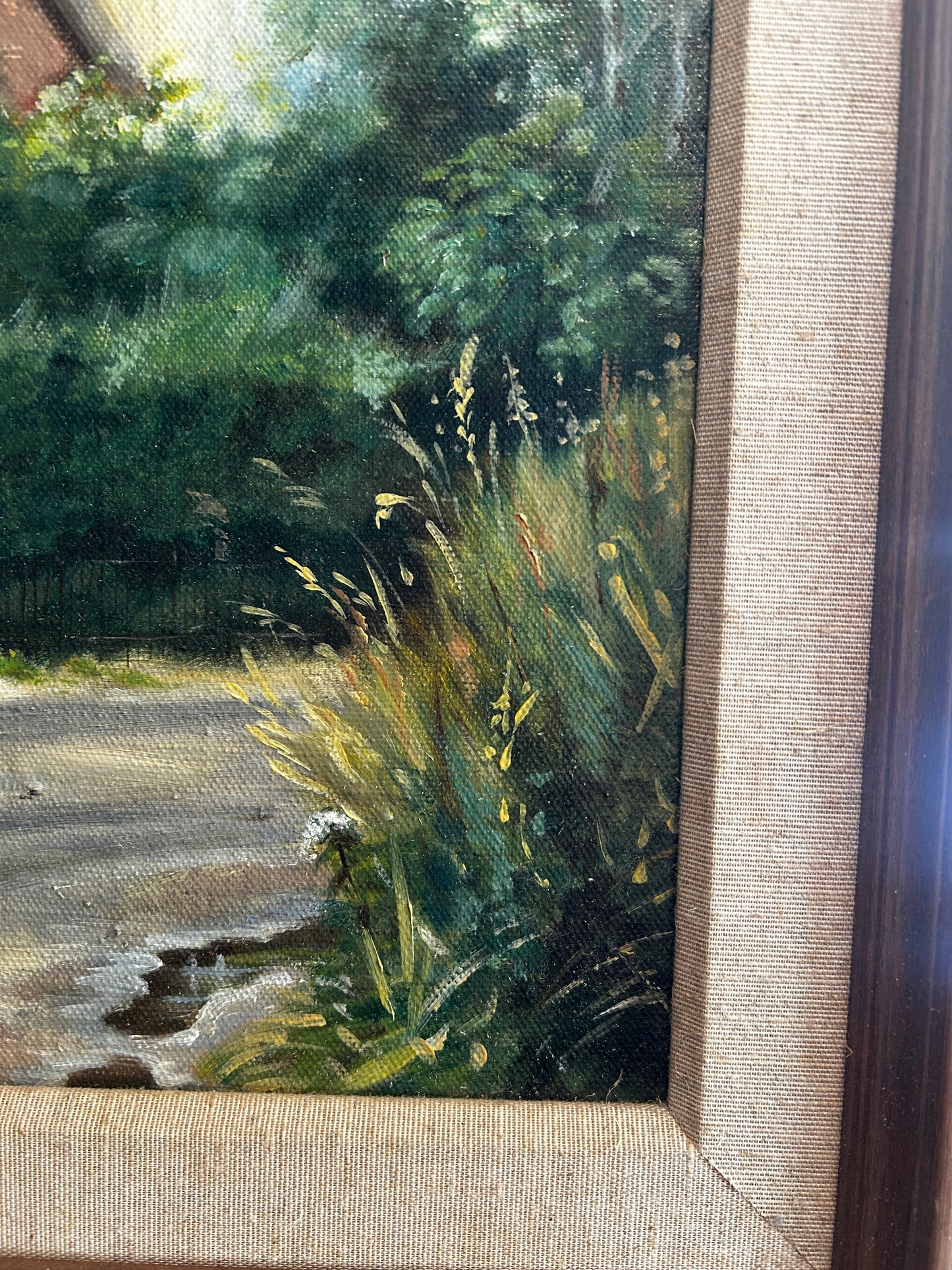 1950's Thatched Country Cottage Oil on Board Signed