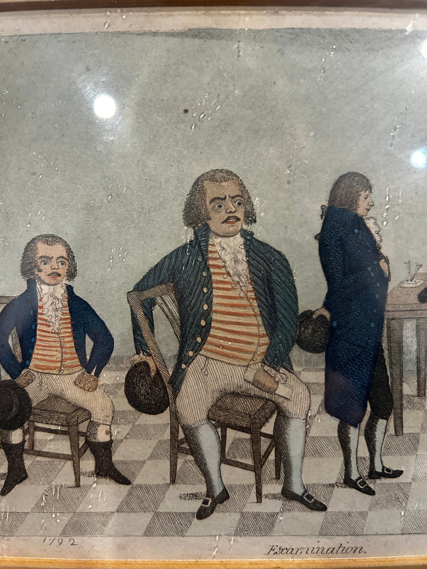 John Kay (1742-1826) "Examination" Georgian Print in a Maple frame