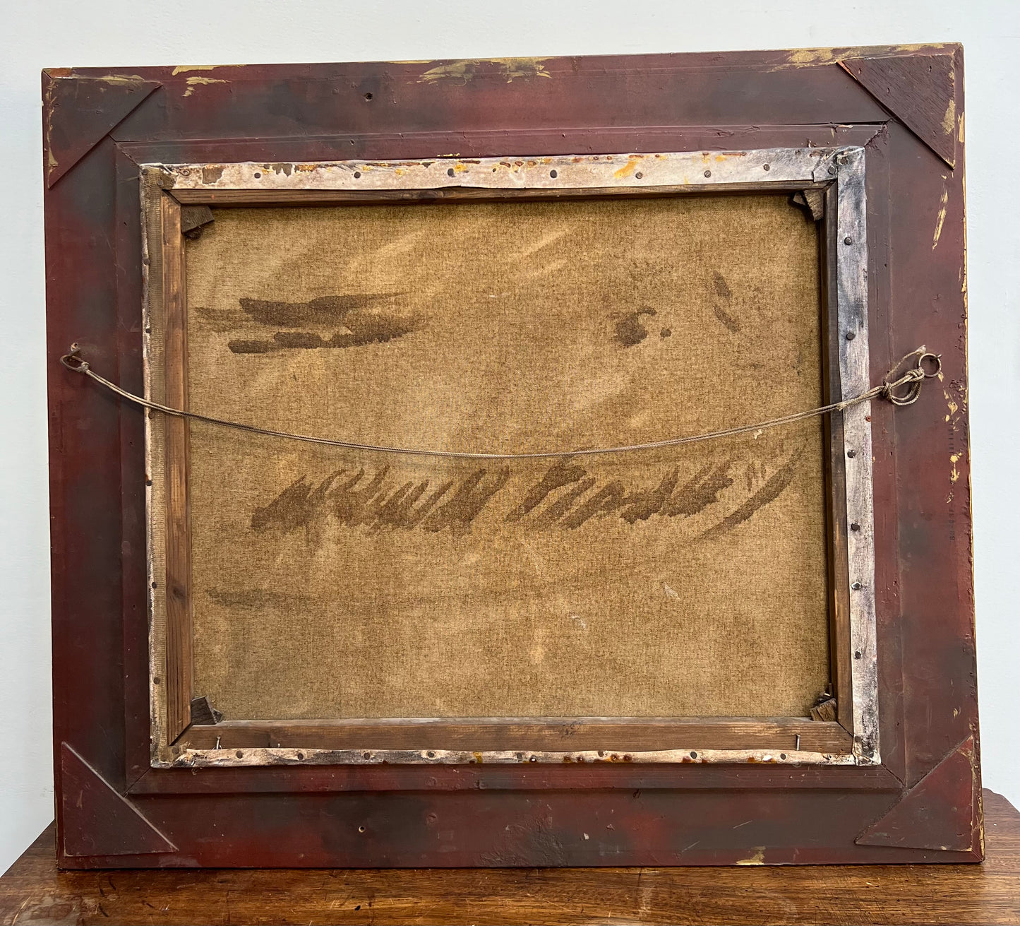 Olio su tela della fine del XIX secolo Anatre e fanciulla