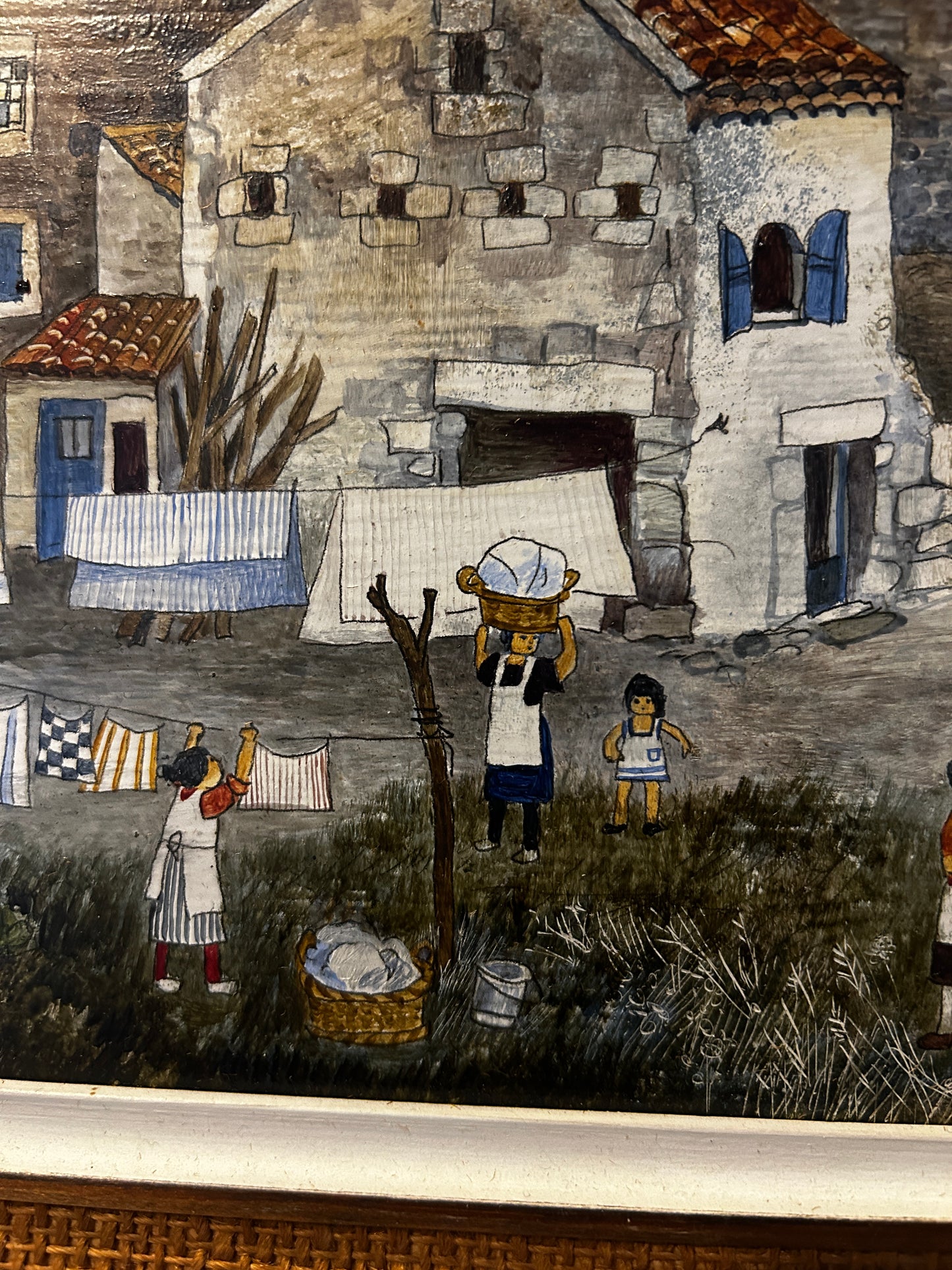 BRENDA KING  FRENCH LANGOGNE SCENE SIGNED IN ORIGINAL FRAME