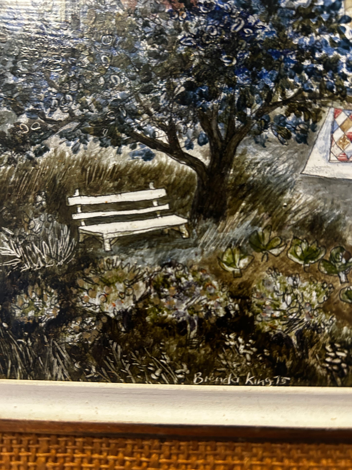 BRENDA KING  FRENCH LANGOGNE SCENE SIGNED IN ORIGINAL FRAME
