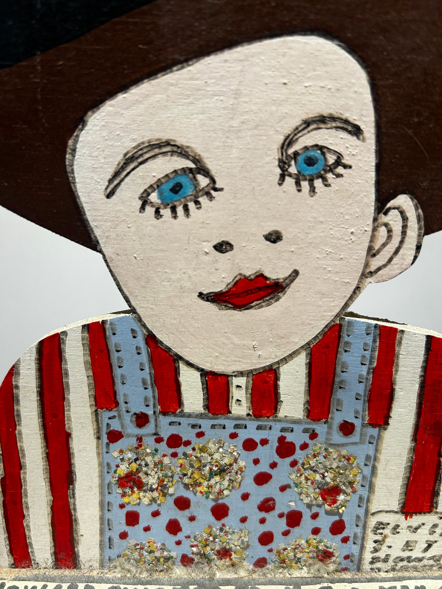 HOWARD FINSTER ELVIS AT AGE 3 ORIGINAL SCULPTURE WOODEN FOLK ART AMERICAN SIGNED