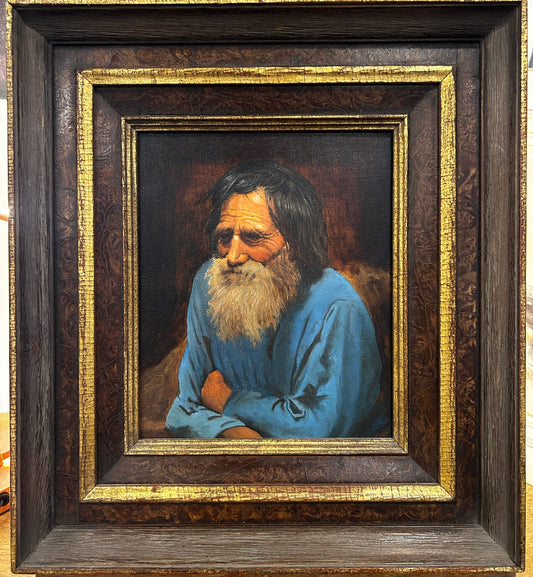 AFTER IVAN KRAMSKOY PORTRAIT OIL ON CANVAS PEASANT RUSSIAN MALE PORTRAIT