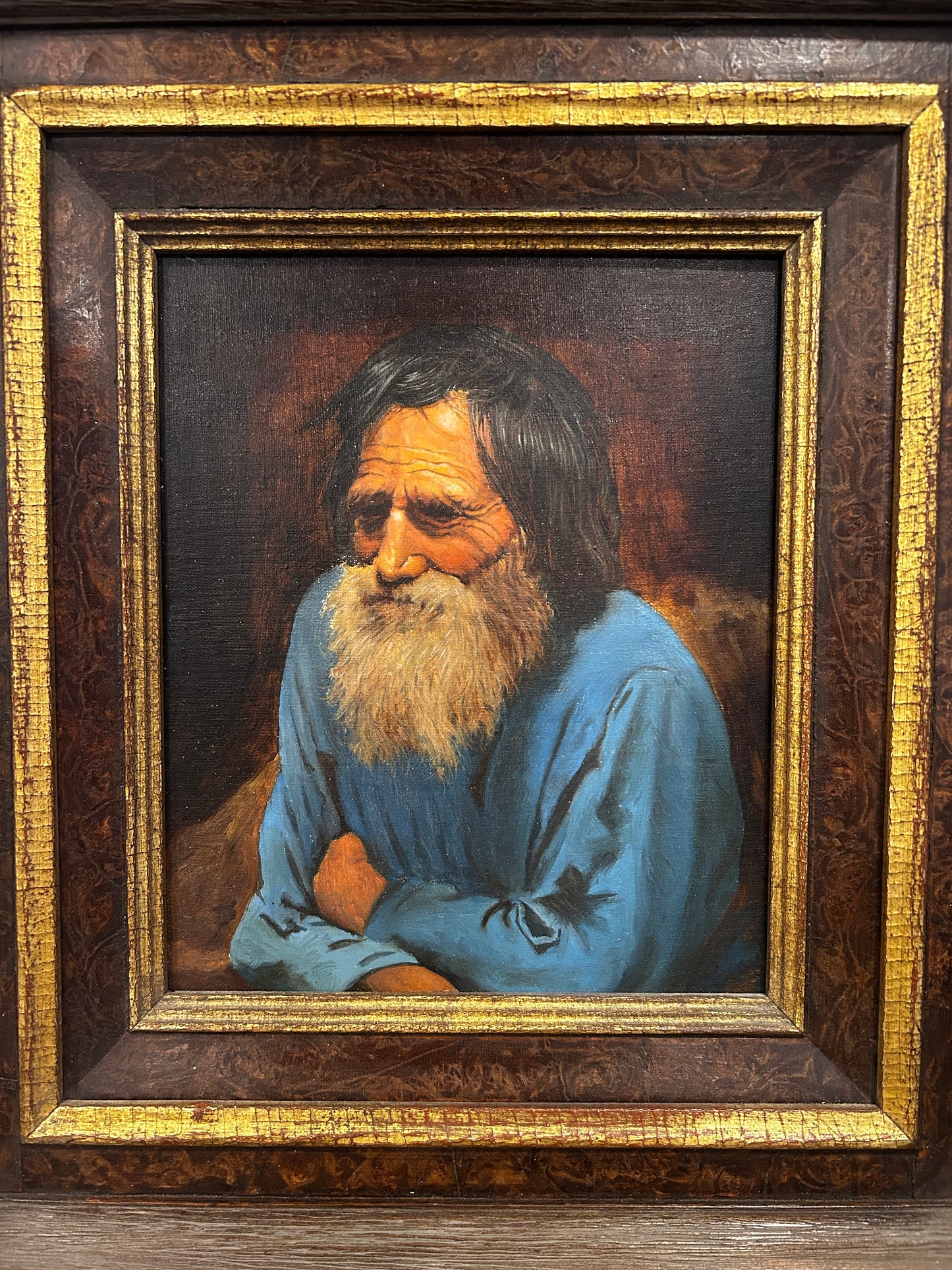 AFTER IVAN KRAMSKOY PORTRAIT OIL ON CANVAS PEASANT RUSSIAN MALE PORTRAIT