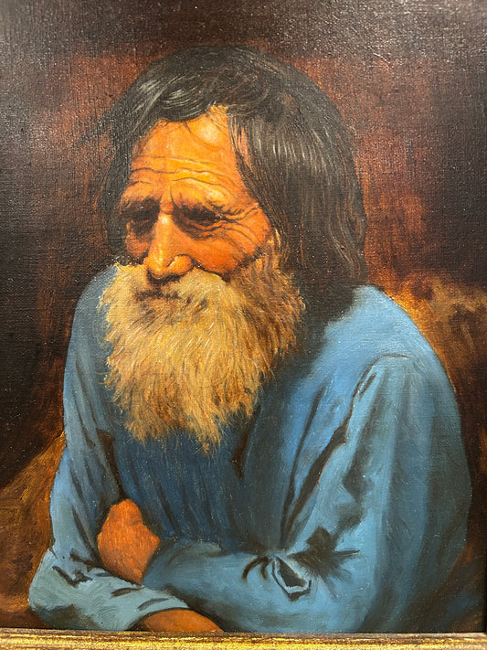 AFTER IVAN KRAMSKOY PORTRAIT OIL ON CANVAS PEASANT RUSSIAN MALE PORTRAIT