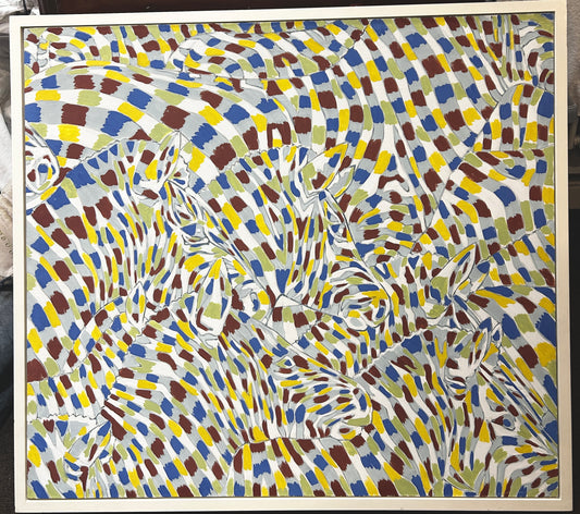 large Abstract Oil on Canvas by Muhadin Kishev 1939-2025