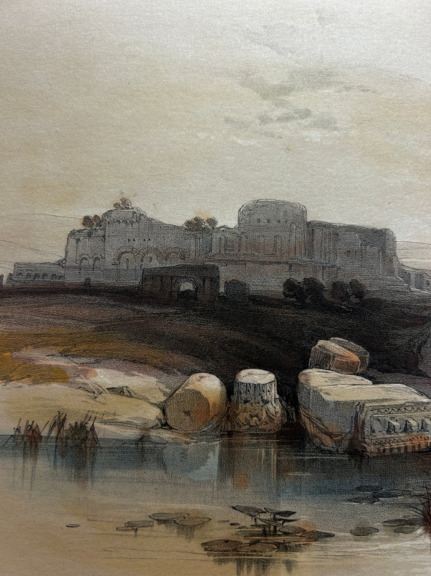 A 19th-century tinted lithograph titled "Beit Jibrin, or Eleutheropolis by Scottish artist David Roberts