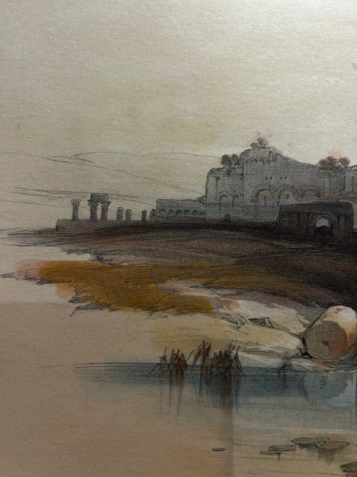 A 19th-century tinted lithograph titled "Beit Jibrin, or Eleutheropolis by Scottish artist David Roberts