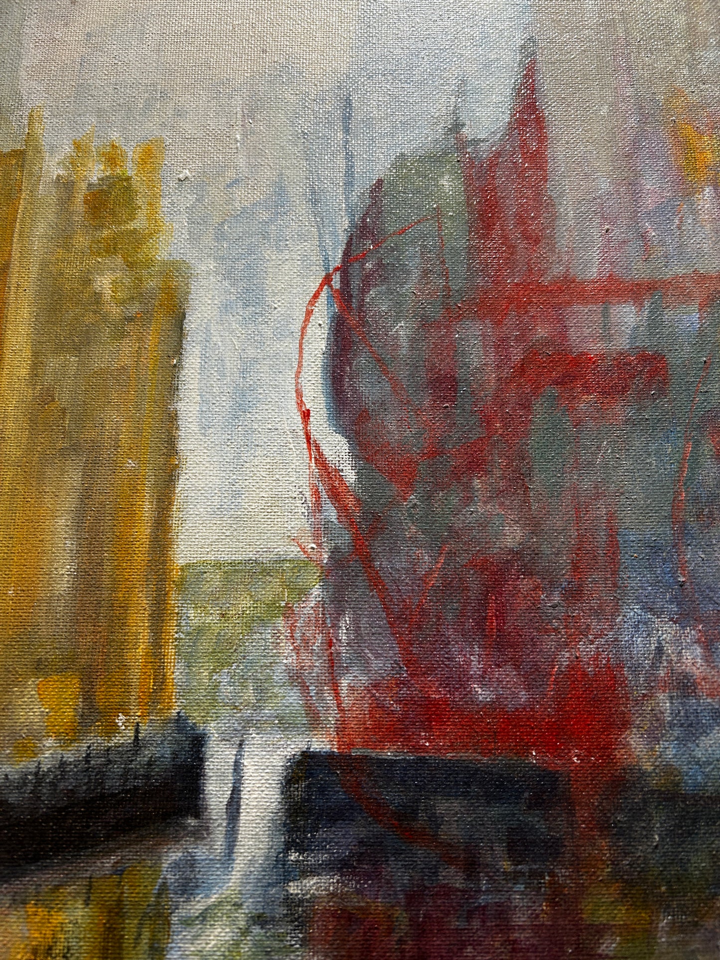 Contemporary Abstract Oil on Board Framed