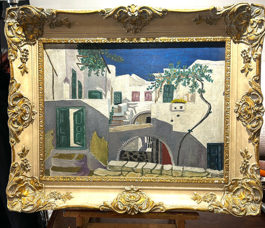 Mid century View of a White-Washed Greek Village