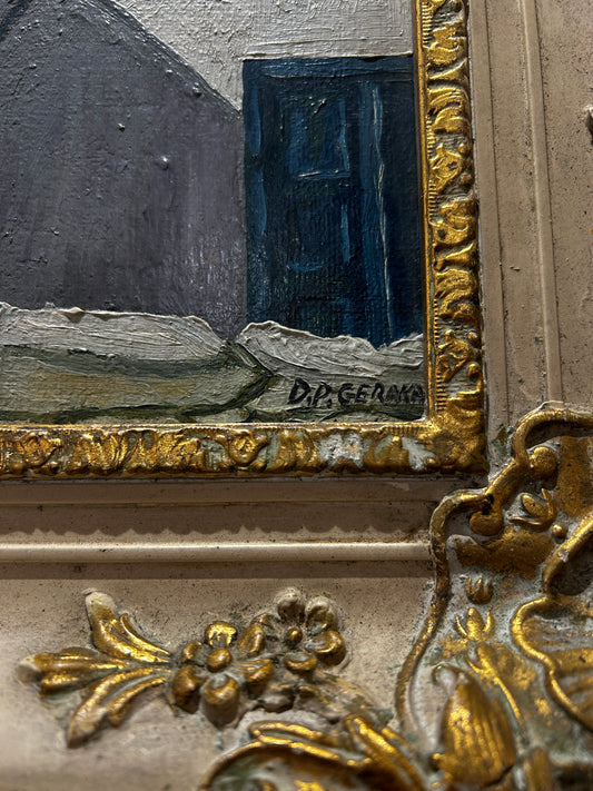 Mid century View of a White-Washed Greek Village