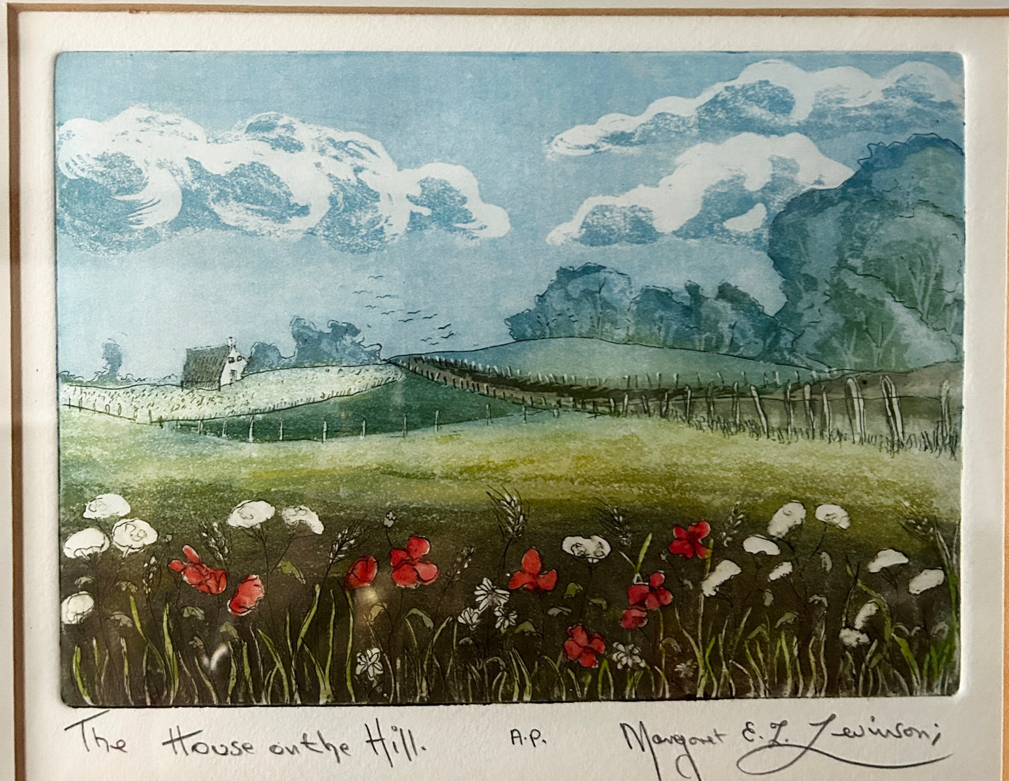 House on the Hill, Artist Proof Etching by Margaret E.L. Levinson