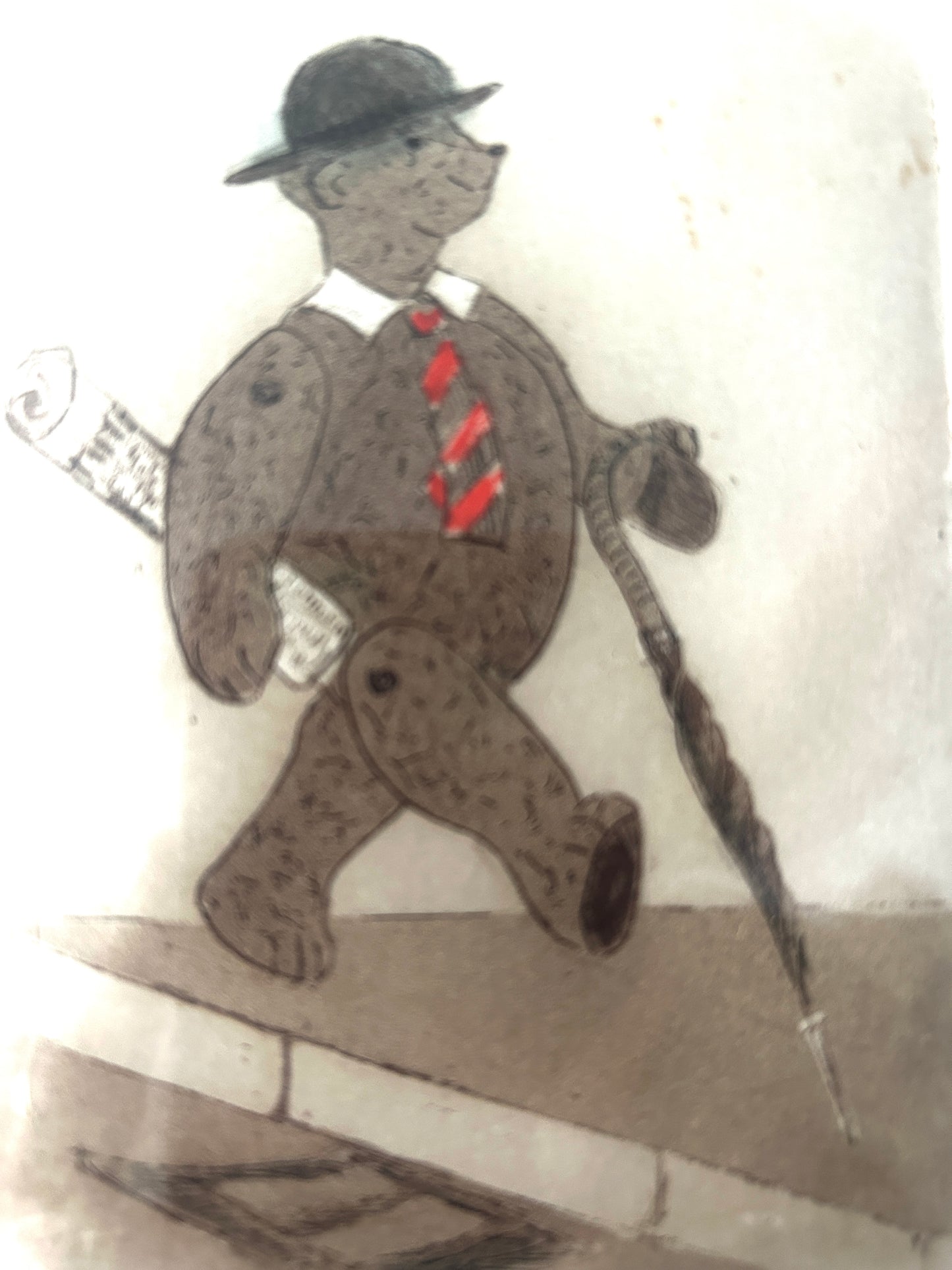 Yuppie Bear signed Etching by Margaret Levinson