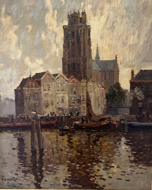 Dordrecht Harbour by Herman Bogman 1890 - 1975