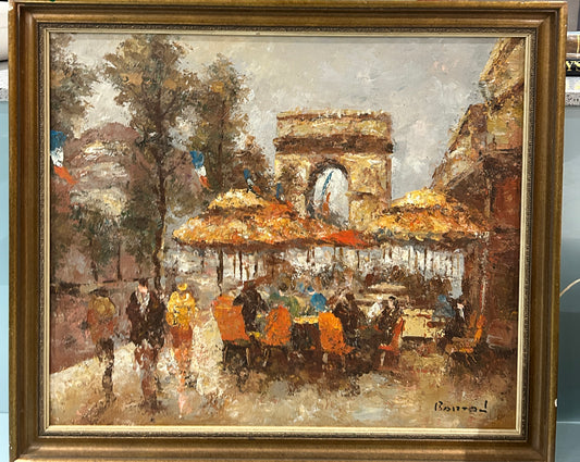 "Rainy Day in Paris" Olio su tela della metà del secolo