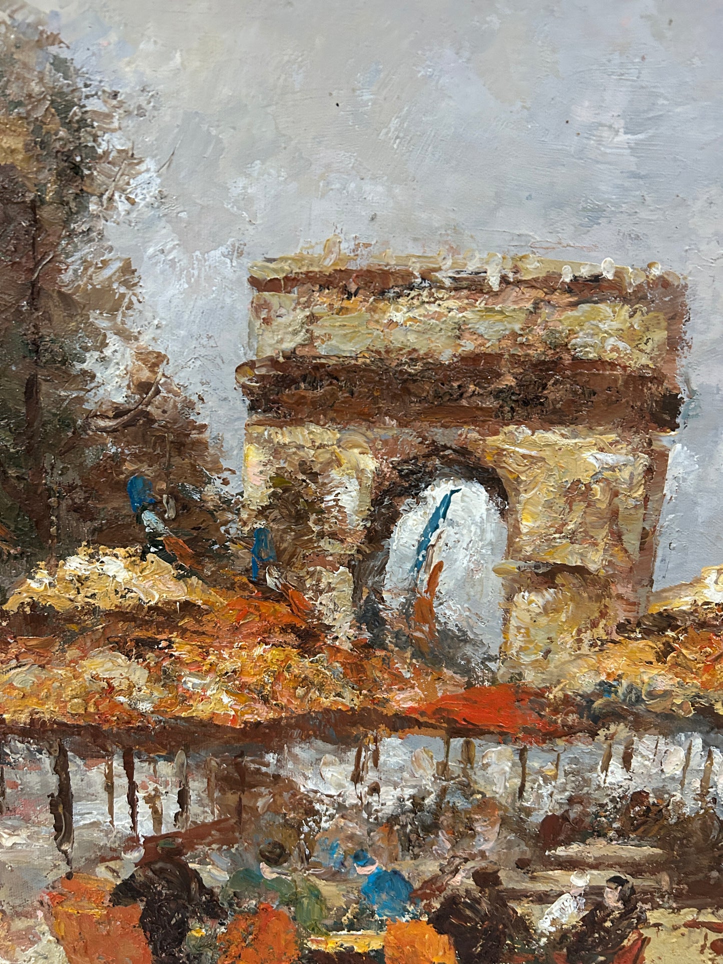 “Rainy Day in Paris” Mid Century Oil on Canvas