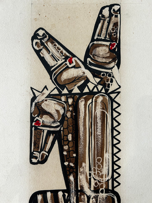 1950/60's Dada/Afro Cuban Image of Three Horses