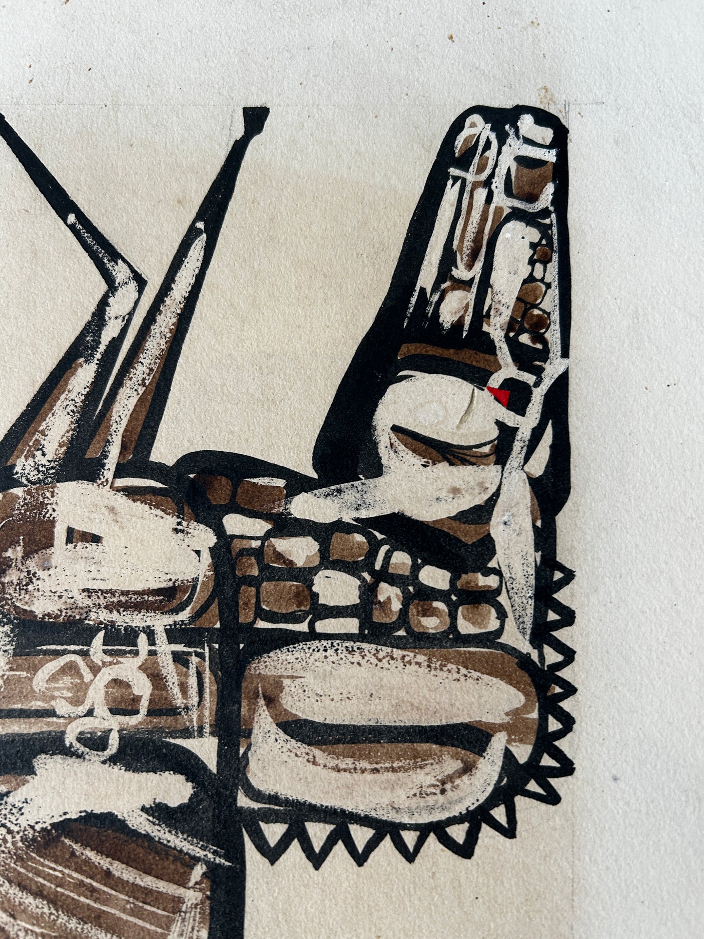 1950/60's Dada/Afro Cuban Horse Goauche on Board