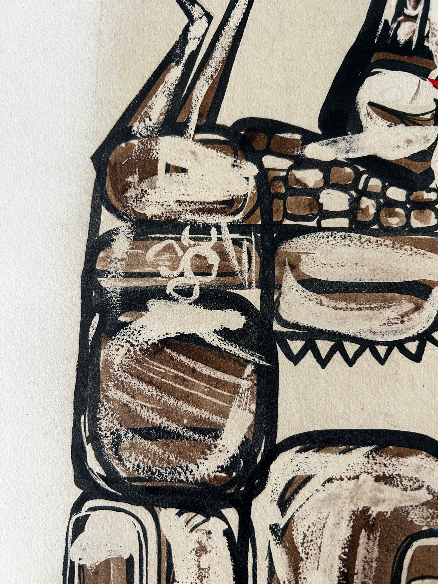 1950/60's Dada/Afro Cuban Horse Goauche on Board