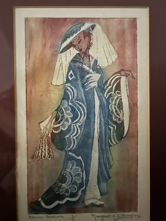 Dance Sakura by Margaret Estelle Zelda Levinson Signed Etching