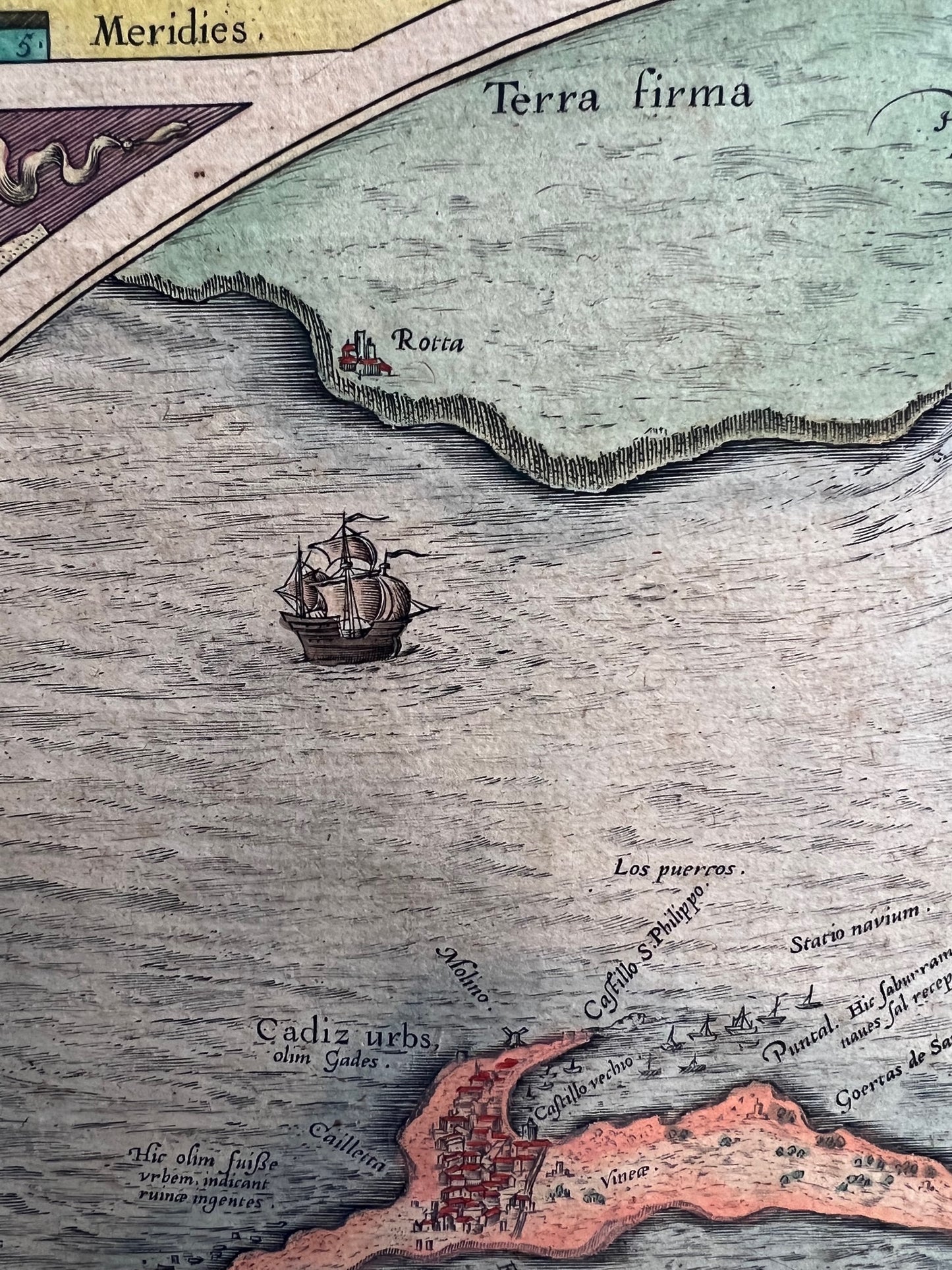 Early Ortelius map of Spain (Cadiz, Gibraltar etc) 1608