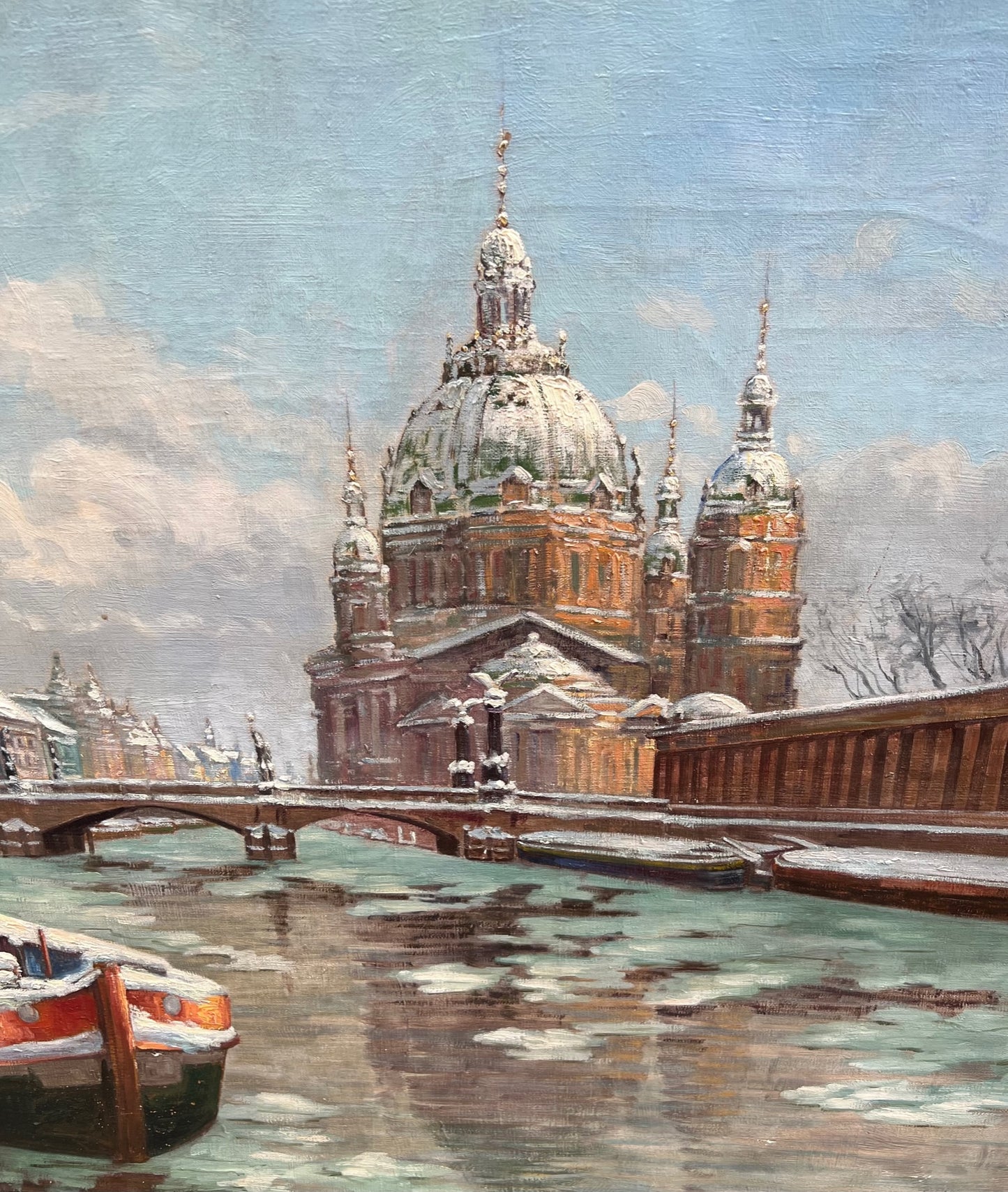C1930s Oil on Canvas by Abraham Neumann (1873 – 1942) Berlin Cathedral
