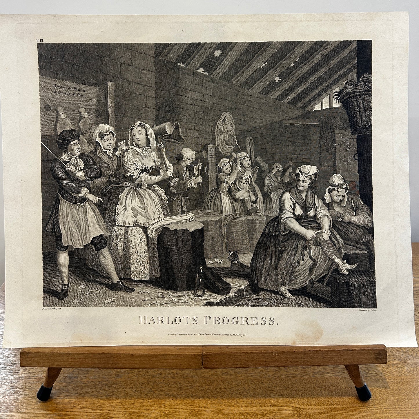 18th Century "The Harlot's Progress" From the Series of the Set of Six Antique Engravings, William Hogarth,