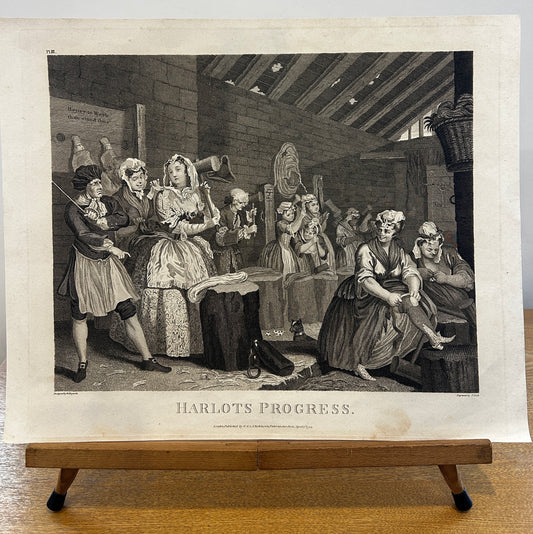18th Century "The Harlot's Progress" From the Series of the Set of Six Antique Engravings, William Hogarth,