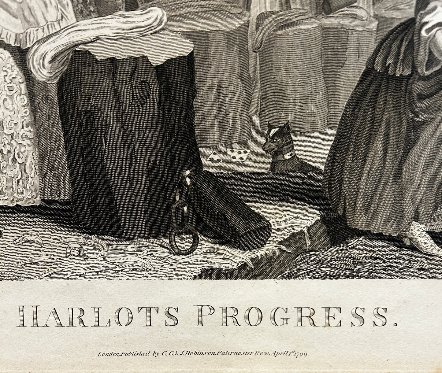 18th Century "The Harlot's Progress" From the Series of the Set of Six Antique Engravings, William Hogarth,
