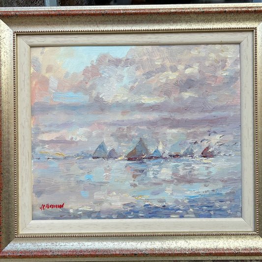 Charming oil on canvas "Sails" by the well listed art JD Henderson.
