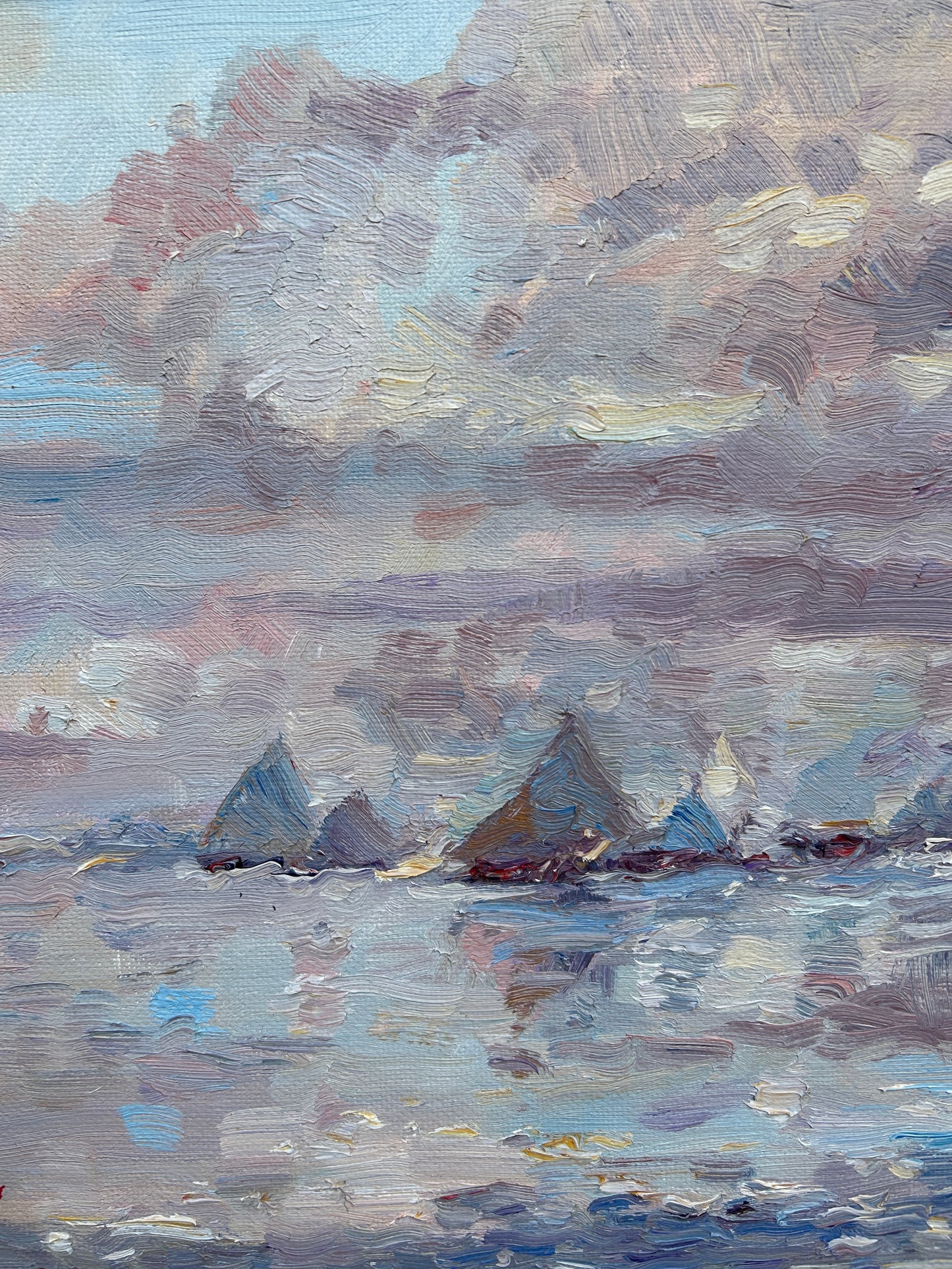 Charming oil on canvas "Sails" by the well listed art JD Henderson.