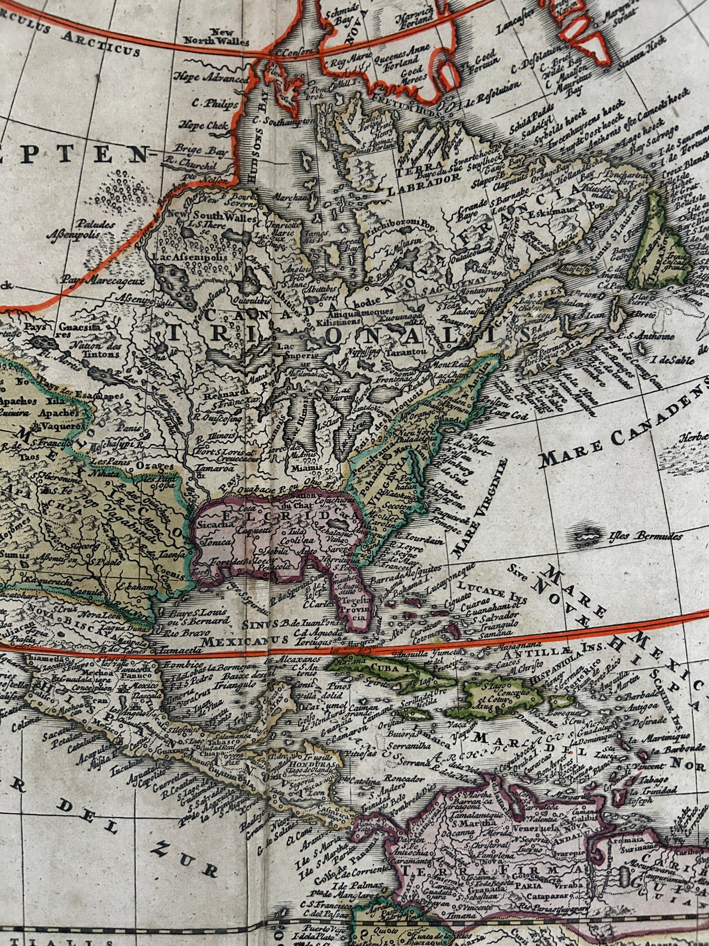 1716 HOMANN MAP of AMERICA - HAND COLOURED